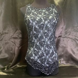 Beautiful JKARA size small Black beaded sleeveless shirt